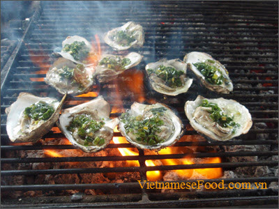 Grilled Oyster with Spring Onion