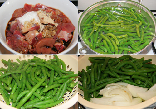 Stir fried French Beans with Chicken Organs Recipe (Đậu Cô Ve Xào Lòng Gà)