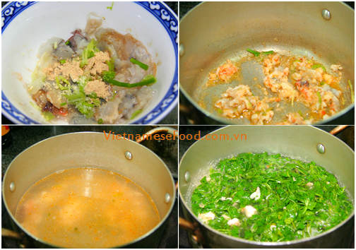 Watercress Soup with Grinded Prawn Recipe (Canh Cải Xoong Tôm Tươi)